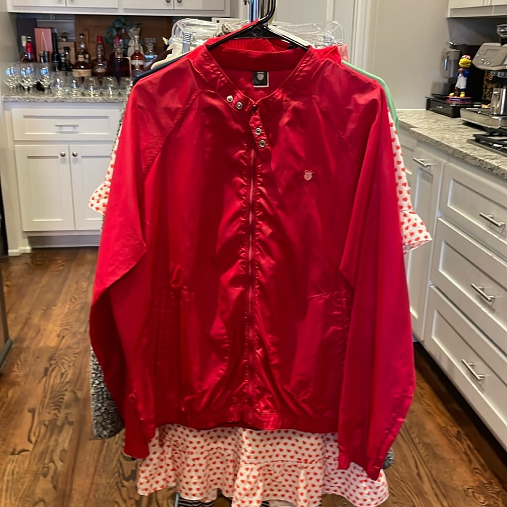 Donating 8-21 Women’s Large Red K Swiss Rain Jacket Zipper FrontTwo Front Zipper